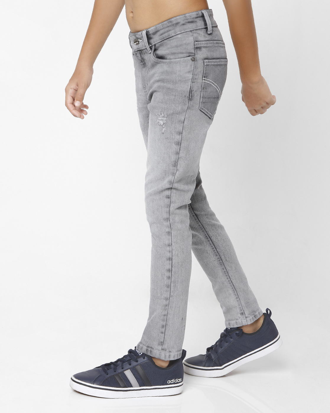 GAS KIDS Boys Solid Grey Jeans